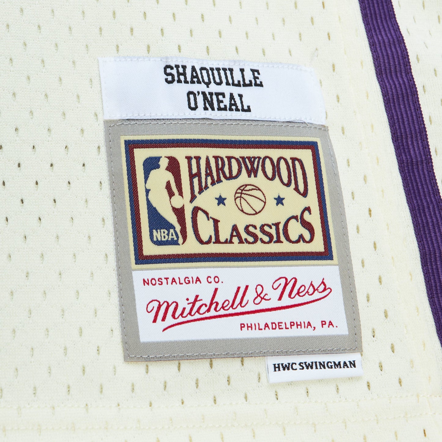 Shaquille O'Neal Los Angeles Lakers Mitchell & Ness Chainstitch Swingman Jersey - Cream