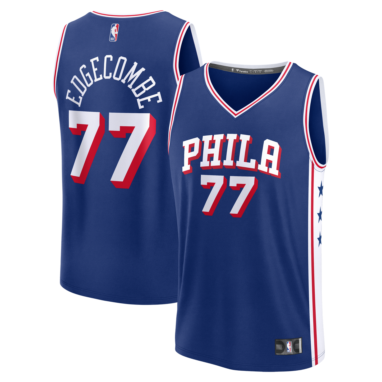 VJ Edgecombe Philadelphia 76ers Fanatics Fast Break Jersey - Royal - Icon Edition