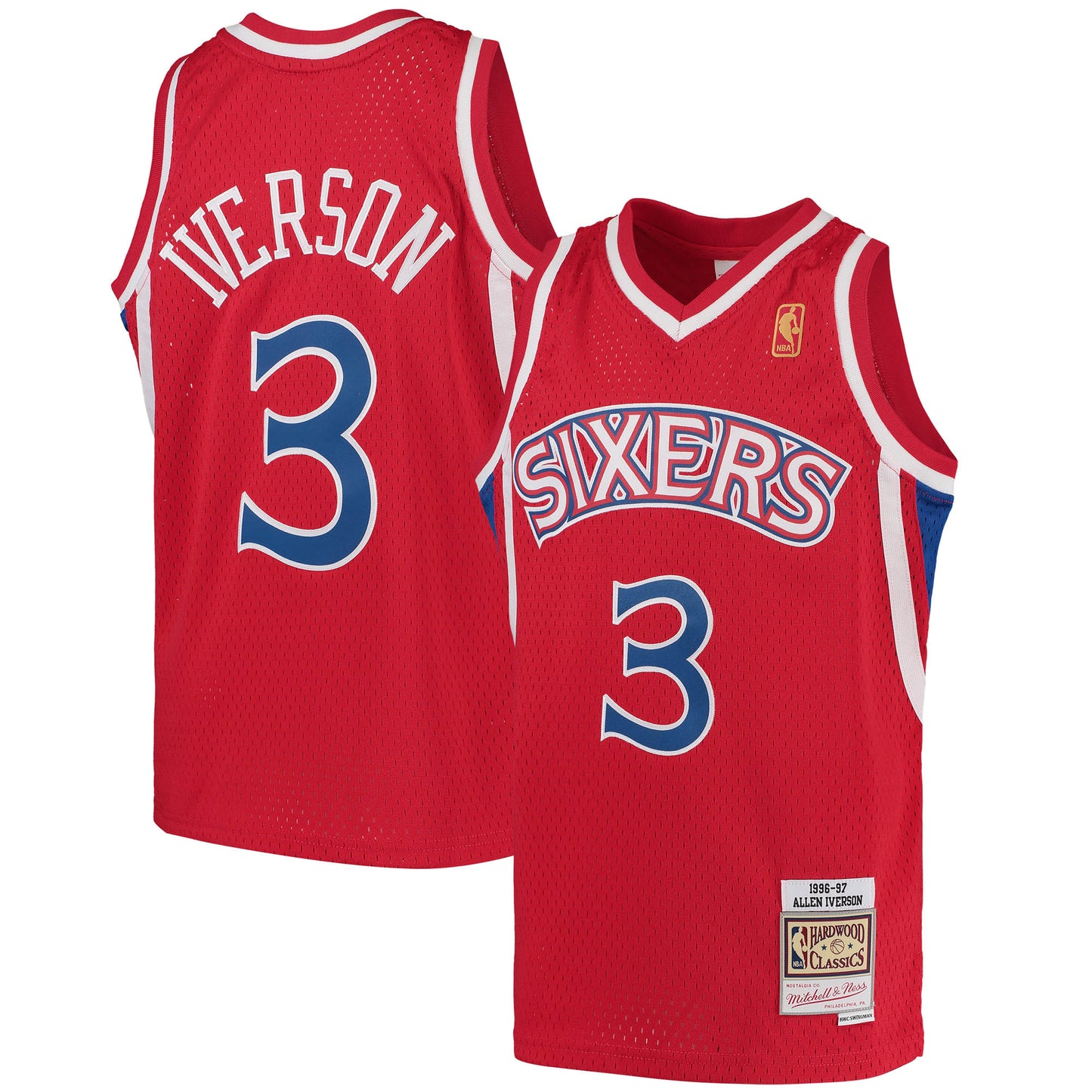 Allen Iverson Philadelphia 76ers Mitchell & Ness Youth Hardwood Classics Swingman Throwback Jersey - Black