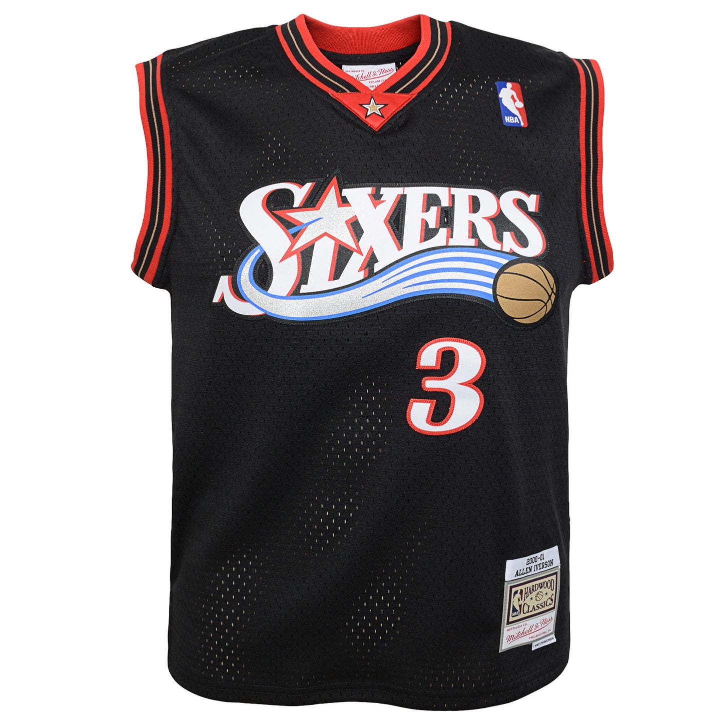 Allen Iverson Philadelphia 76ers Mitchell & Ness Youth 2000-01 Swingman Road Jersey - Black