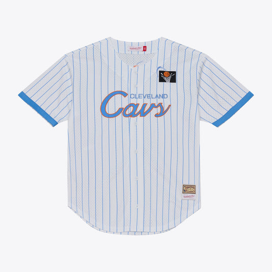 Cleveland Cavaliers Mitchell & Ness Head Coach Pinstripe Mesh Full-Button Baseball Jersey - White