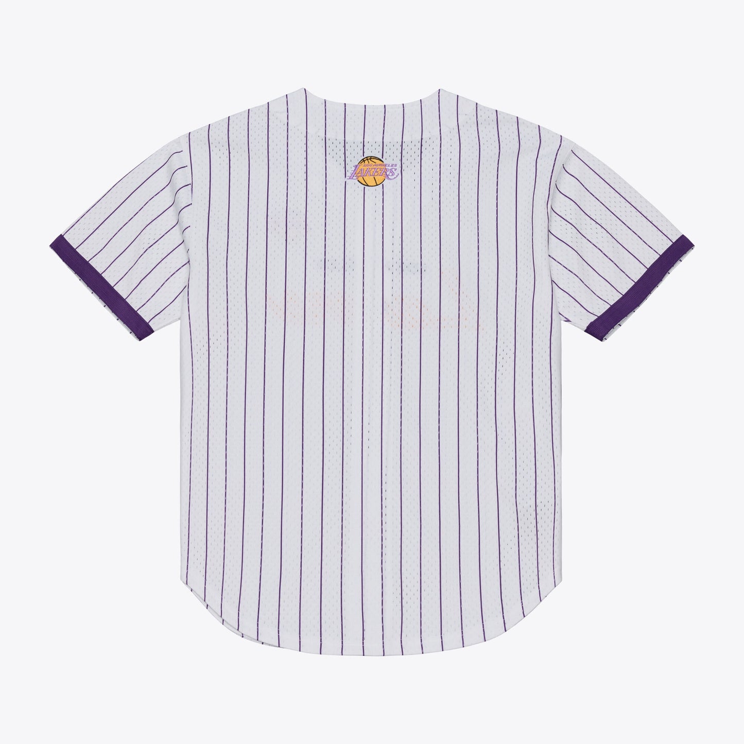 Los Angeles Lakers Mitchell & Ness Head Coach Pinstripe Mesh Full-Button Baseball Jersey - White