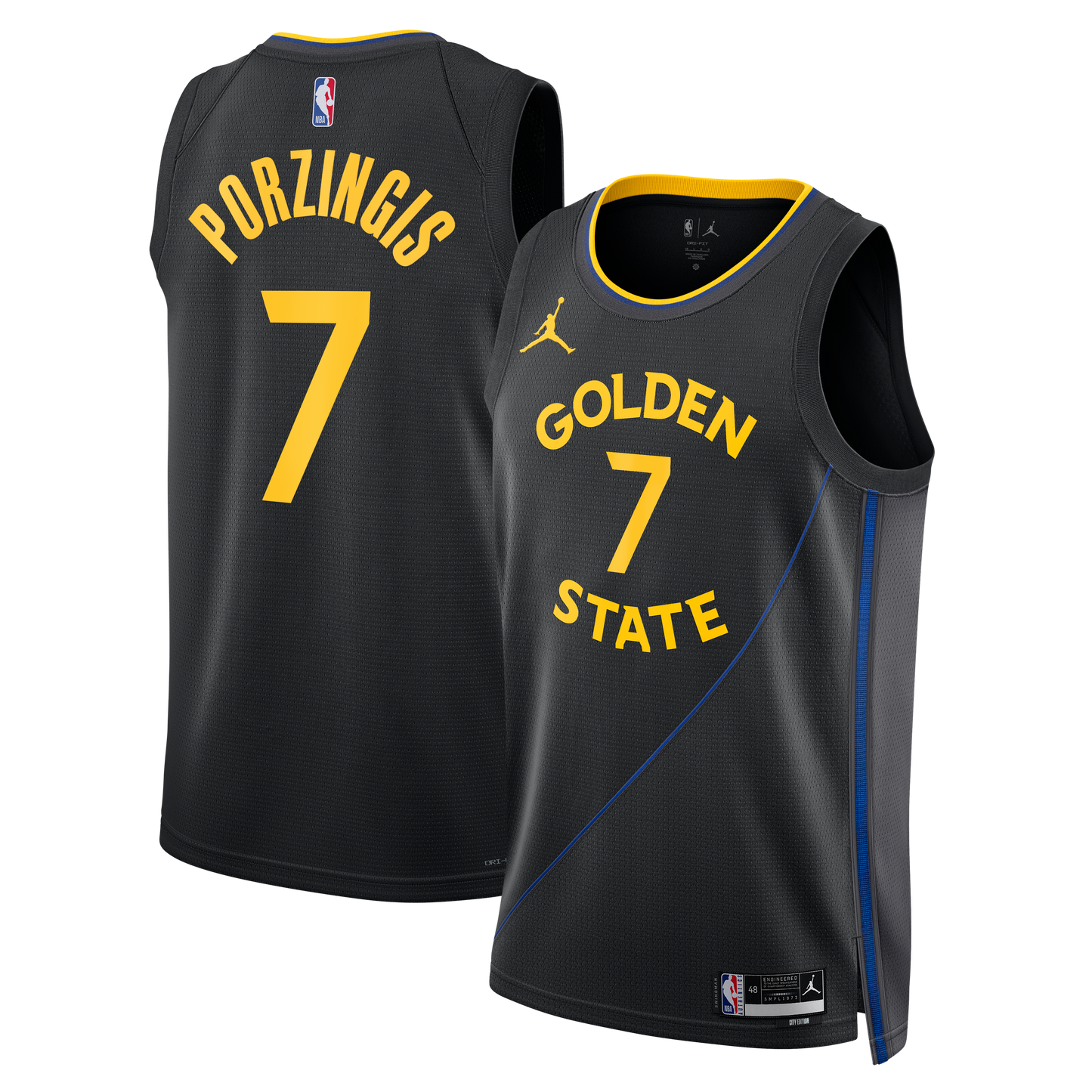 Kristaps Porziņģis Golden State Warriors Jordan Brand Unisex Swingman Jersey - Statement Edition - Black