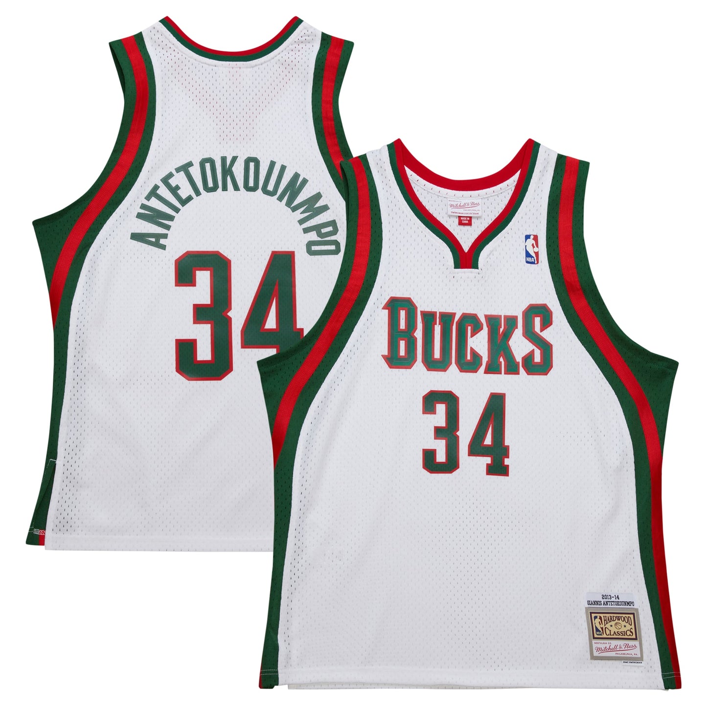 Giannis Antetokounmpo Milwaukee Bucks Mitchell & Ness 2013/14 Hardwood Classics Swingman Jersey - White