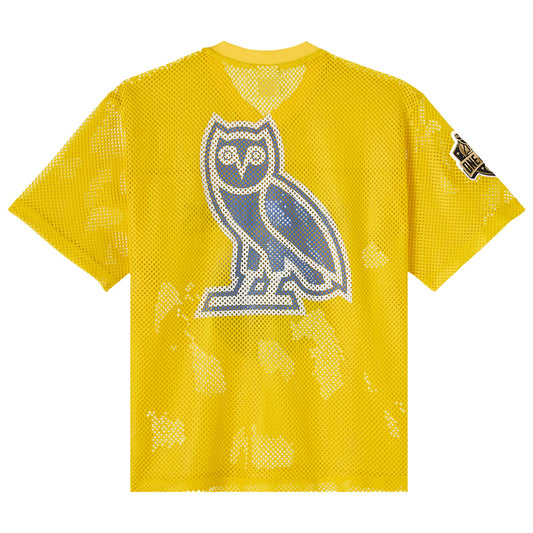 Golden State Warriors OVO x NBA Mesh Football Fashion Jersey - Gold