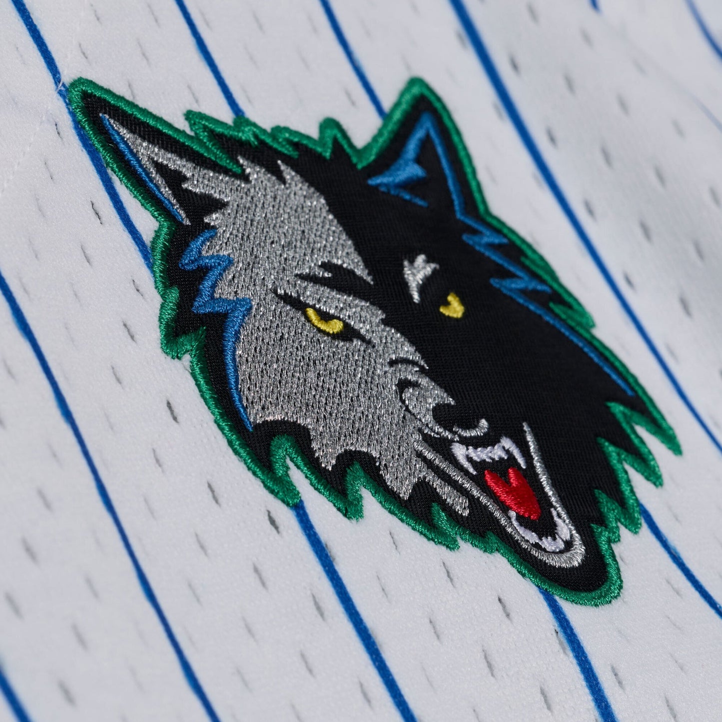 Minnesota Timberwolves Mitchell & Ness Head Coach Pinstripe Mesh Full-Button Baseball Jersey - White