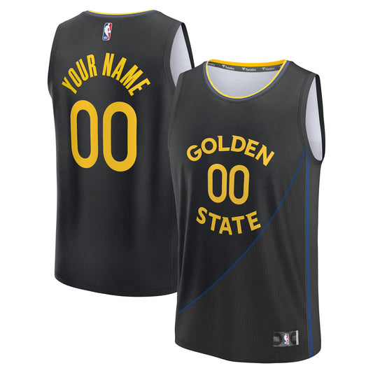 Golden State Warriors Fanatics Youth Fast Break Custom Replica Jersey - Black  - Statement Edition