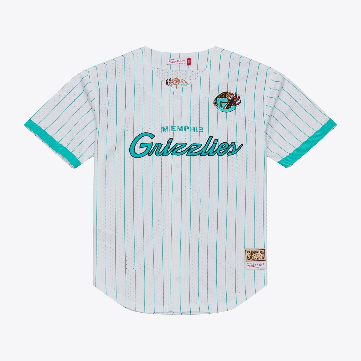 Memphis Grizzlies Mitchell & Ness Head Coach Pinstripe Mesh Full-Button Baseball Jersey - White
