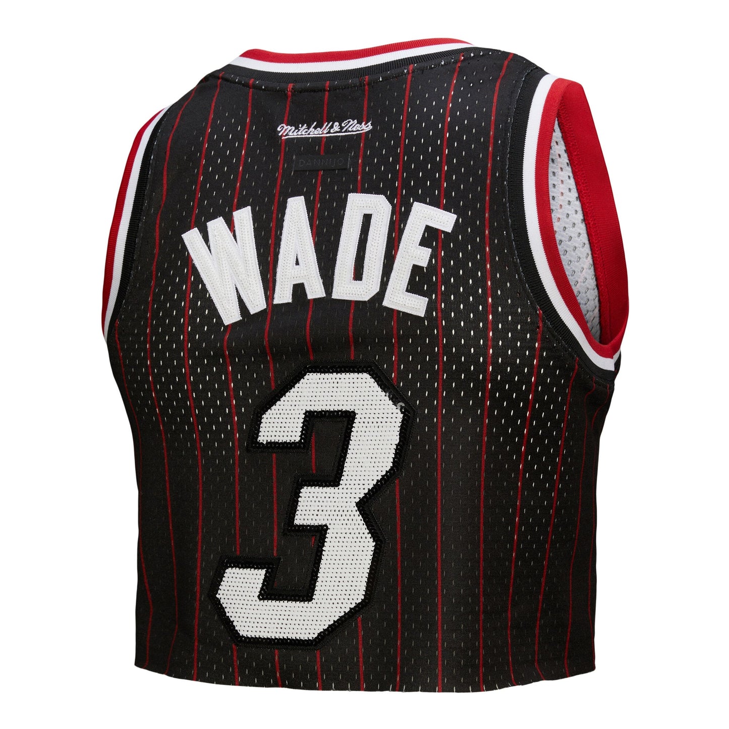 Dwyane Wade Miami Heat Mitchell & Ness x DANNIJO Women's Fashion Cropped Basketball Jersey - Black