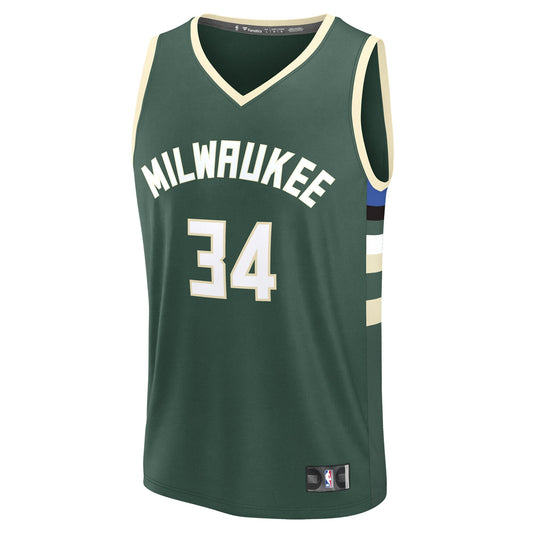Giannis Antetokounmpo Milwaukee Bucks Fanatics Fast Break Replica Player Jersey - Icon Edition - Hunter Green