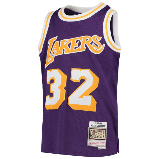 Magic Johnson Los Angeles Lakers Mitchell & Ness Youth 1984-85 Hardwood Classics Swingman Throwback Jersey - Purple