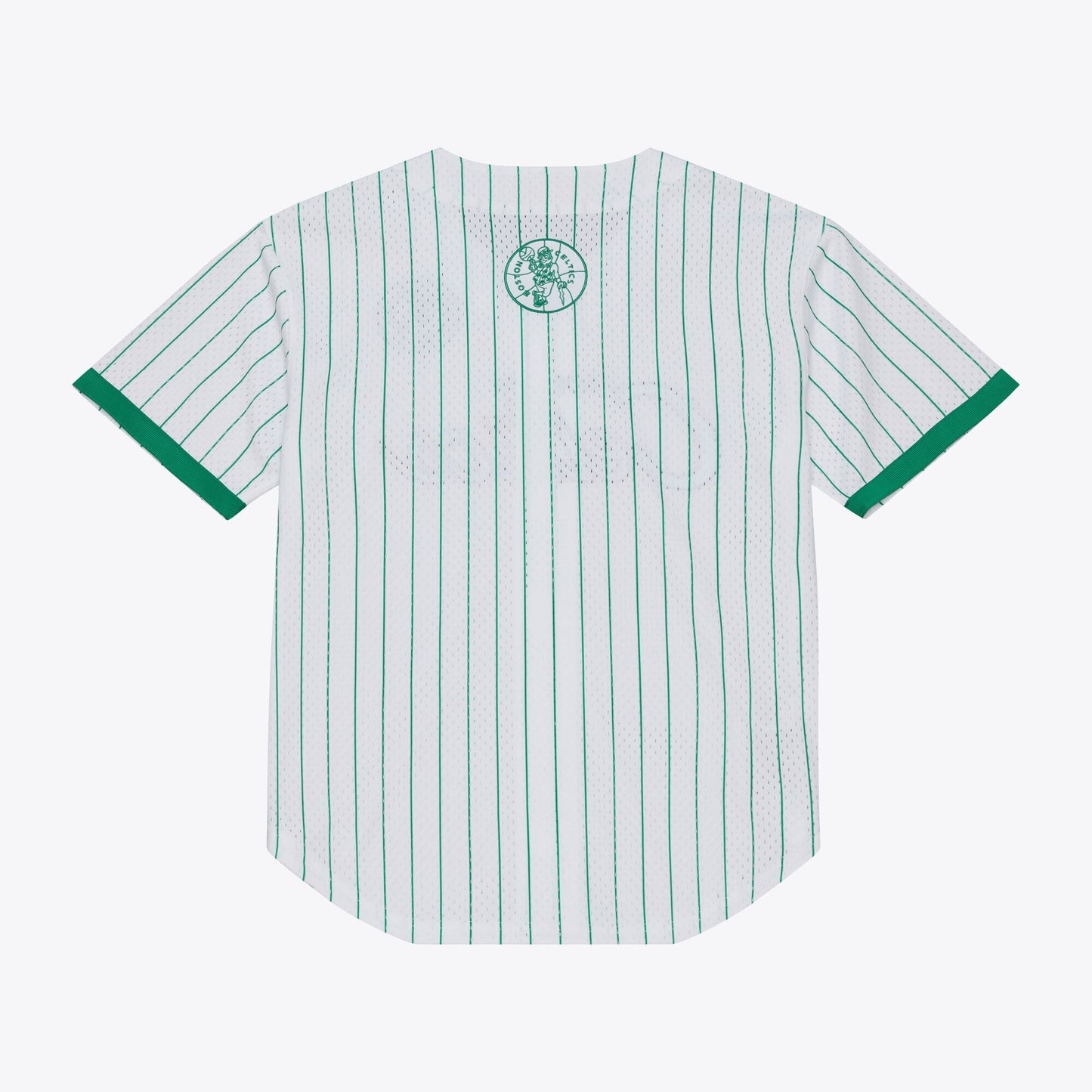 Boston Celtics Mitchell & Ness Head Coach Pinstripe Mesh Full-Button Baseball Jersey - White