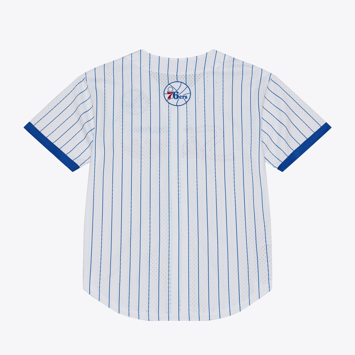Philadelphia 76ers Mitchell & Ness Head Coach Pinstripe Mesh Full-Button Baseball Jersey - White