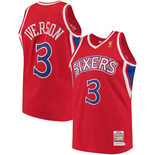 Allen Iverson Philadelphia 76ers Mitchell & Ness 1996/97 Hardwood Classics Authentic Jersey - Red