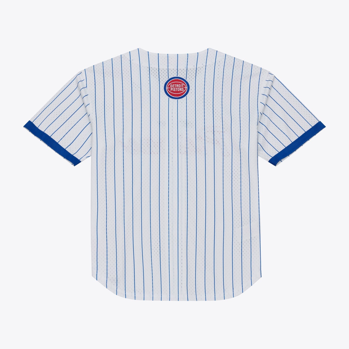Detroit Pistons Mitchell & Ness Head Coach Pinstripe Mesh Full-Button Baseball Jersey - White