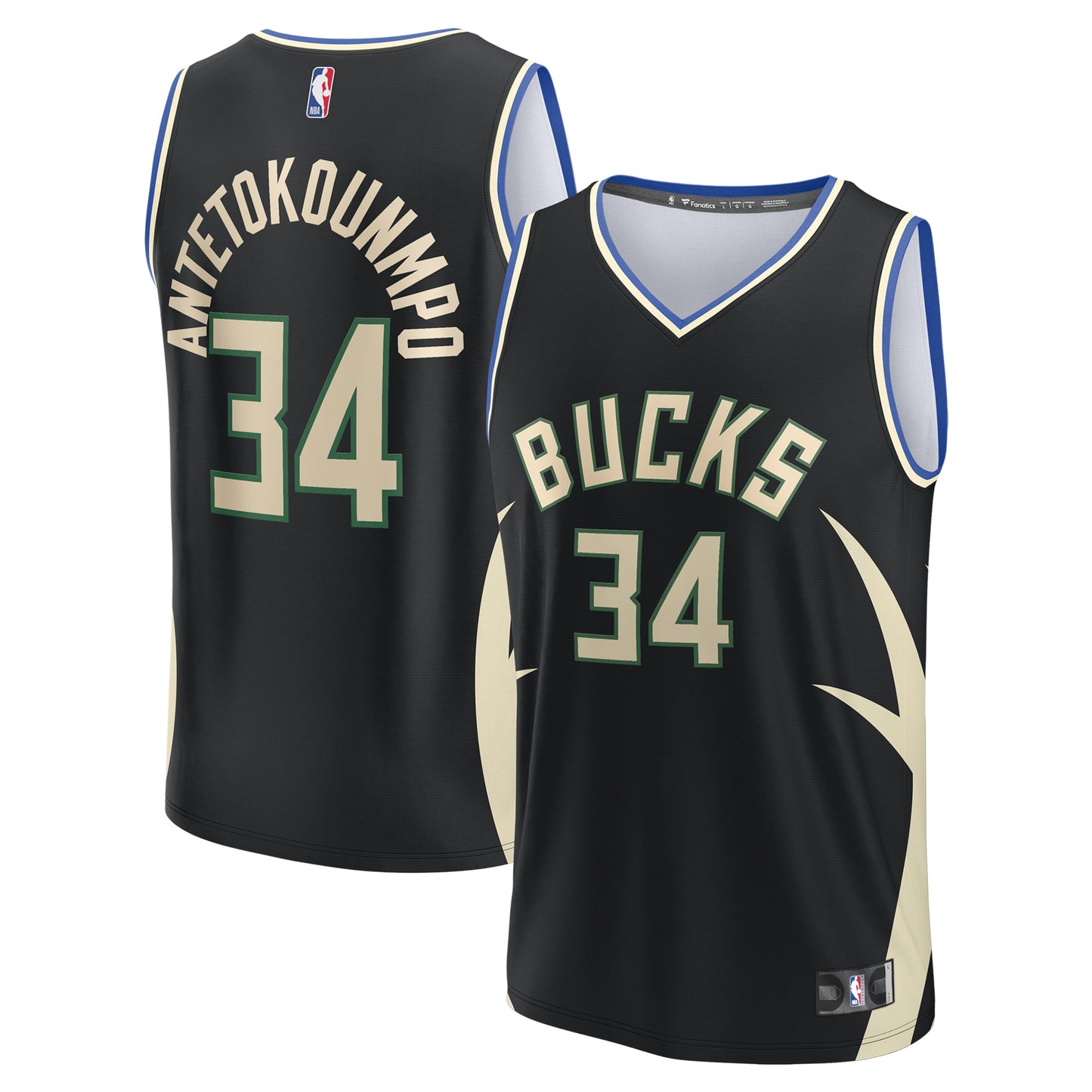 Giannis Antetokounmpo Milwaukee Bucks Fanatics Youth Fast Break Replica Player Jersey - Statement Edition - Black